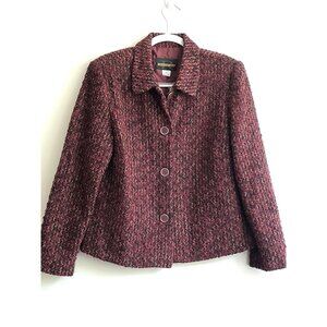 VTG 80s Requirements Burgundy Tweed Academia Lightweight Blazer Jacket Size 12